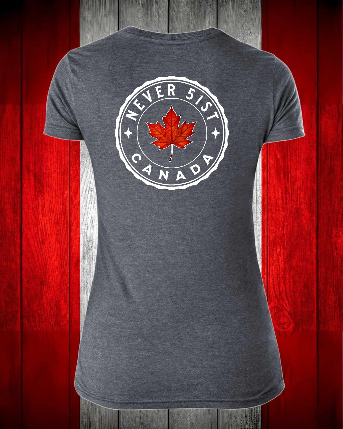 Never 51st Leaf Left Chest and Full Back Women's V-neck Stanfield's Tee