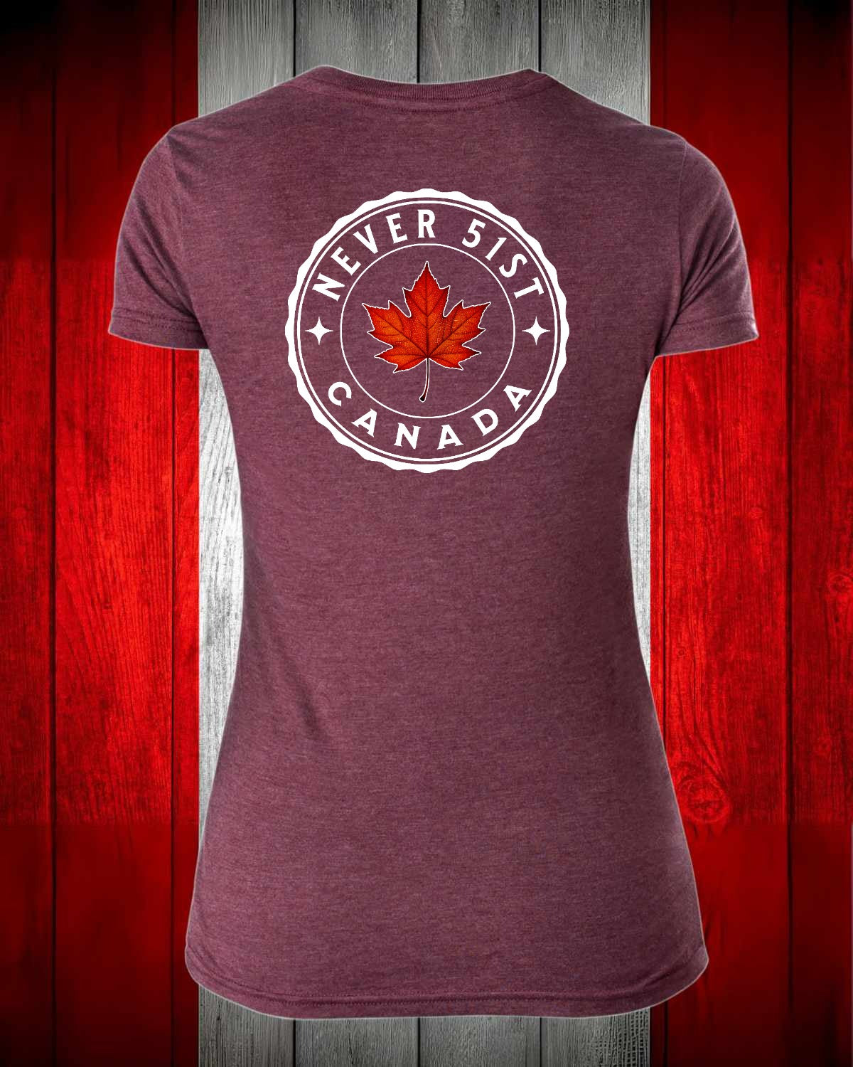 Never 51st Leaf Left Chest and Full Back Women's V-neck Stanfield's Tee