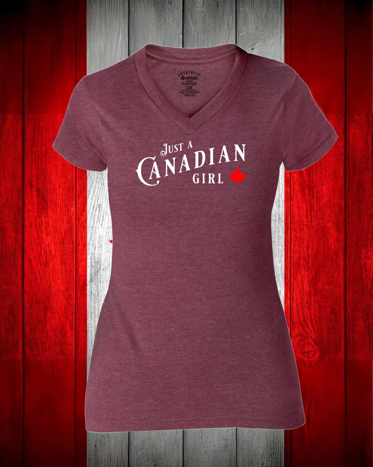 Just a Canadian Girl Leaf Full Women's V-neck Stanfield's Tee