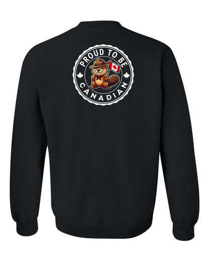Proud to be Canadian Female Beaver Left Chest And Back Crewneck