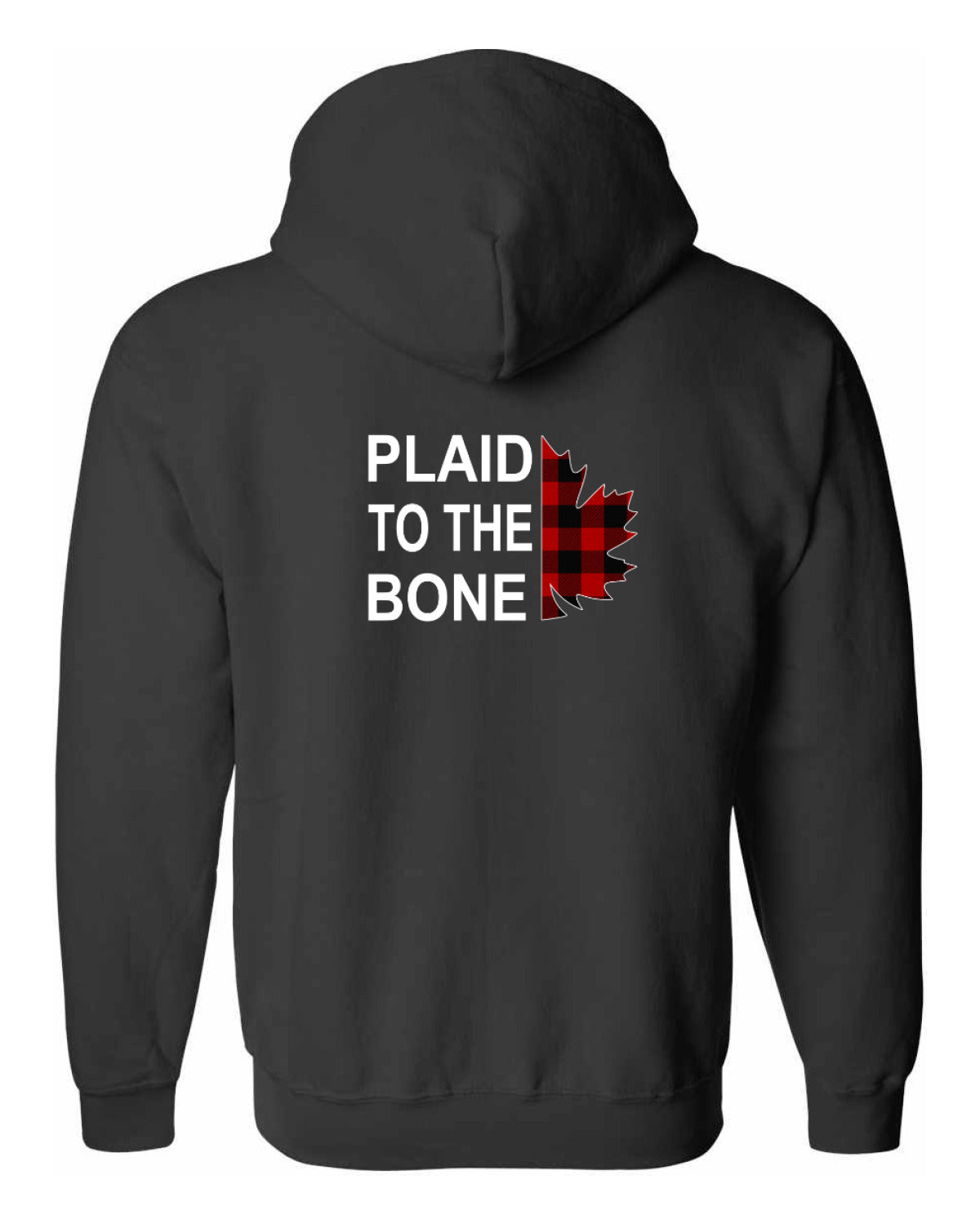 Plaid to the Bone Stacked Leaf Left Chest and Back Zip Hoodie - Unisex