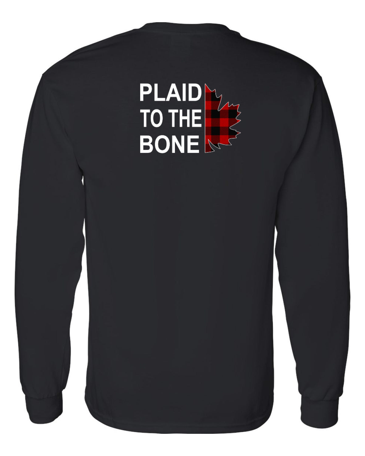 Plaid to the Bone Stacked Leaf Left Chest and Back Long Sleeve - Unisex