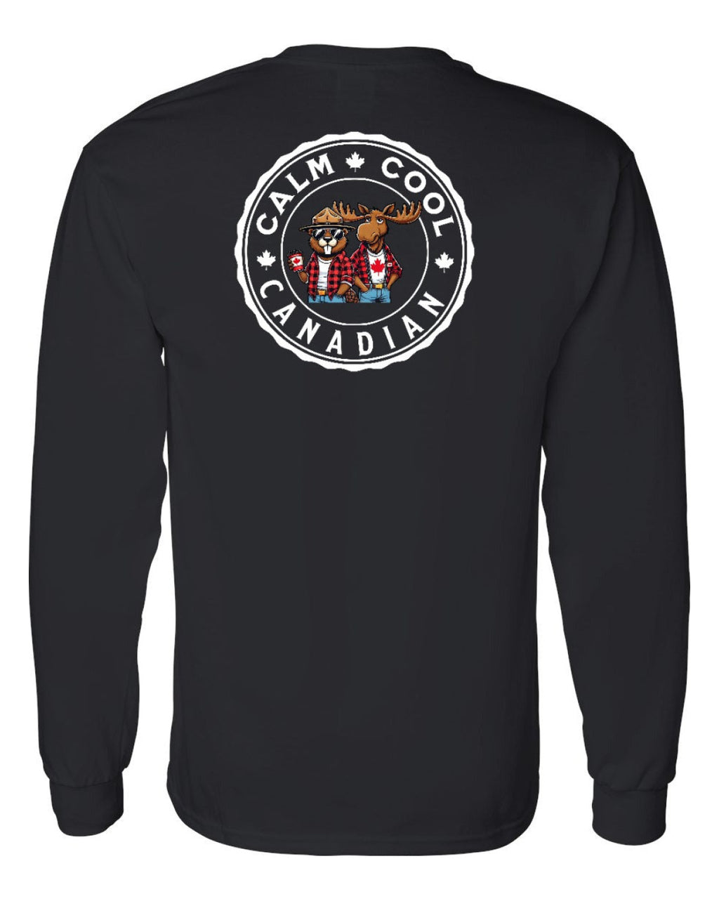 Calm Cool Moose and Beaver Left Chest and Back Long Sleeve - Unisex