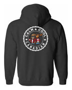 Calm Cool Moose and Beaver Left Chest and Back Zip Hoodie - Unisex