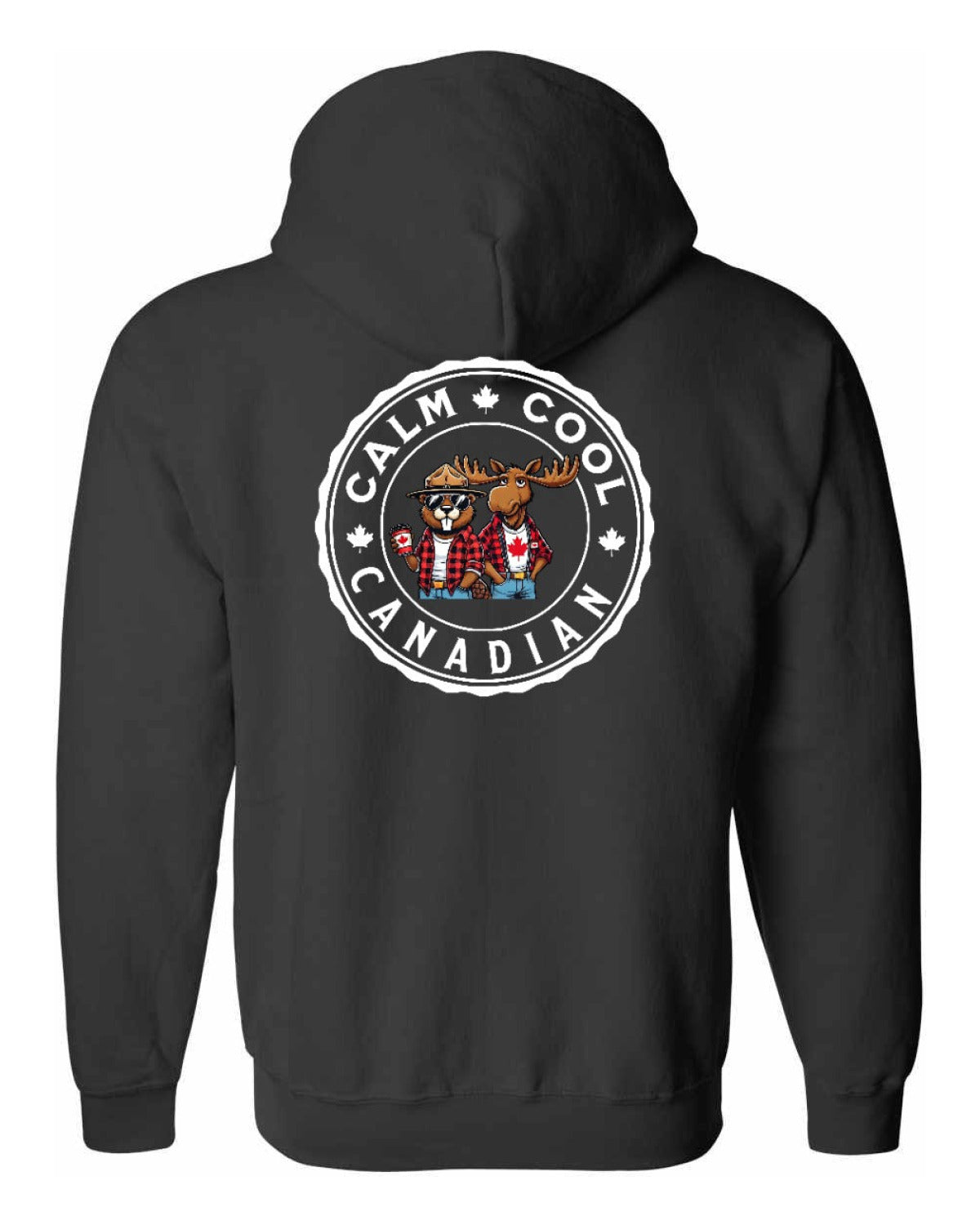 Calm Cool Moose and Beaver Left Chest and Back Zip Hoodie - Unisex