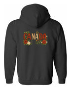 Canada Flowers Left Chest and Back Zip Hoodie - Unisex