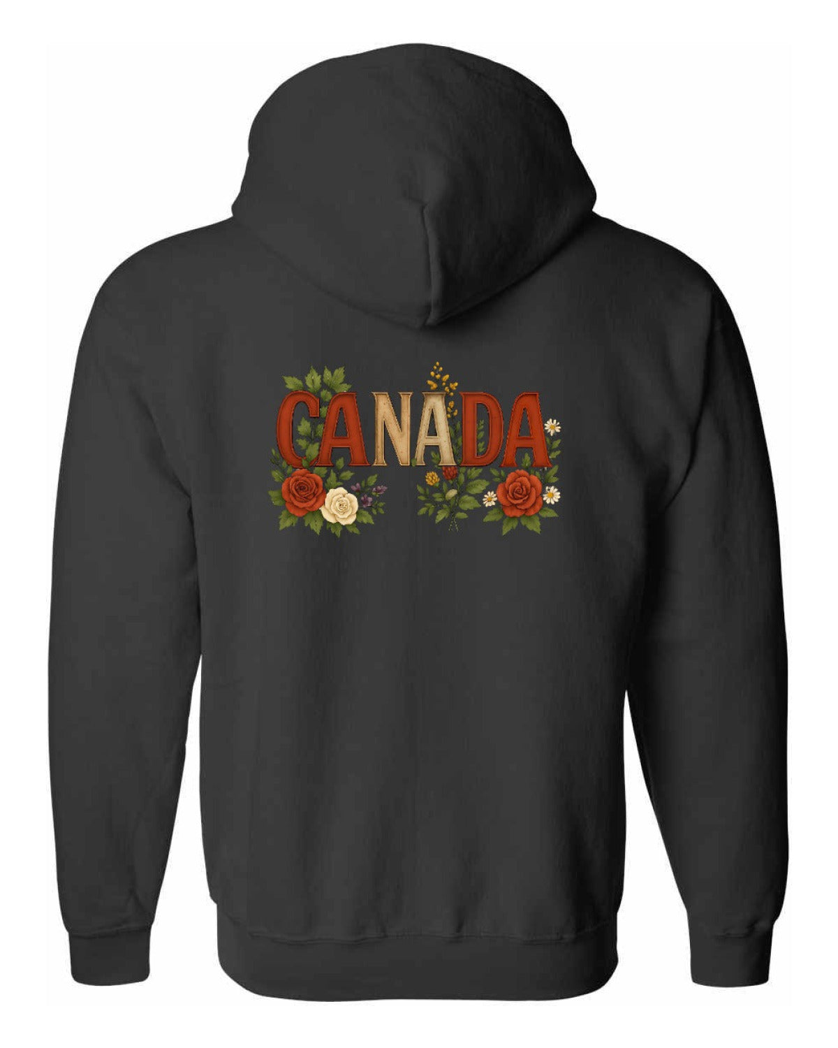 Canada Flowers Left Chest and Back Zip Hoodie - Unisex