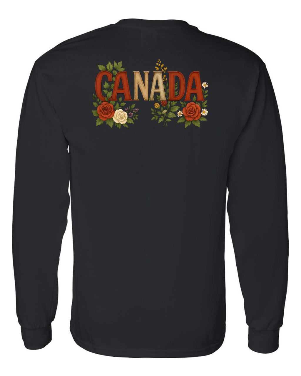 Canada Flowers Left Chest and Back Long Sleeve - Unisex