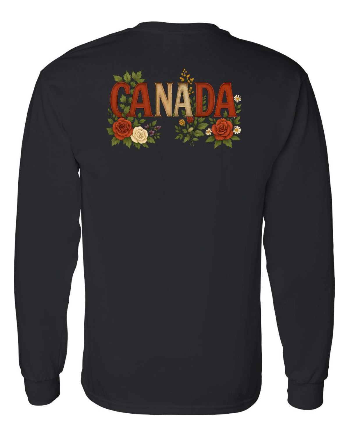 Canada Flowers Left Chest and Back Long Sleeve - Unisex