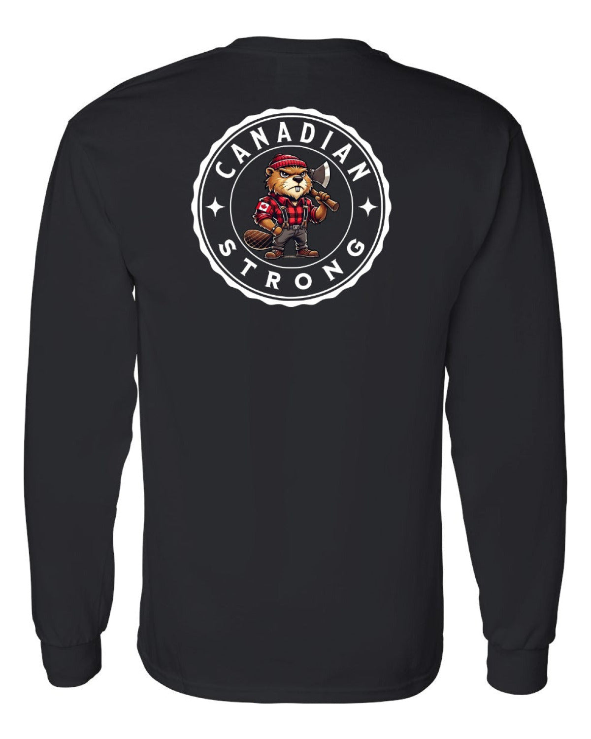 Canadian Strong Beaver Left Chest and Back Long Sleeve - Unisex
