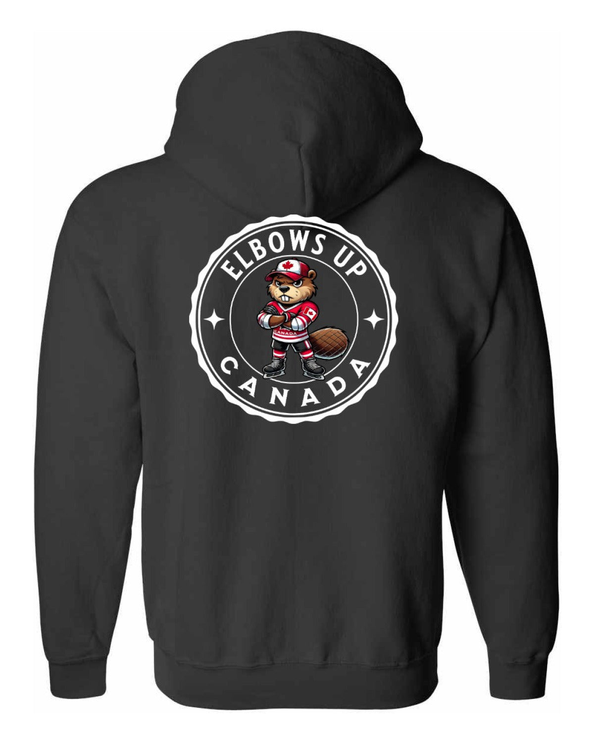 Elbows up Beaver Left Chest and Back Zip Hoodie - Unisex
