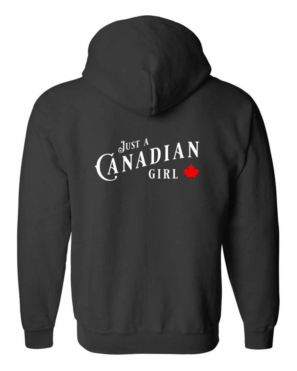 Just a canadian Girl Leaf Left Chest and Back Zip Hoodie - Unisex