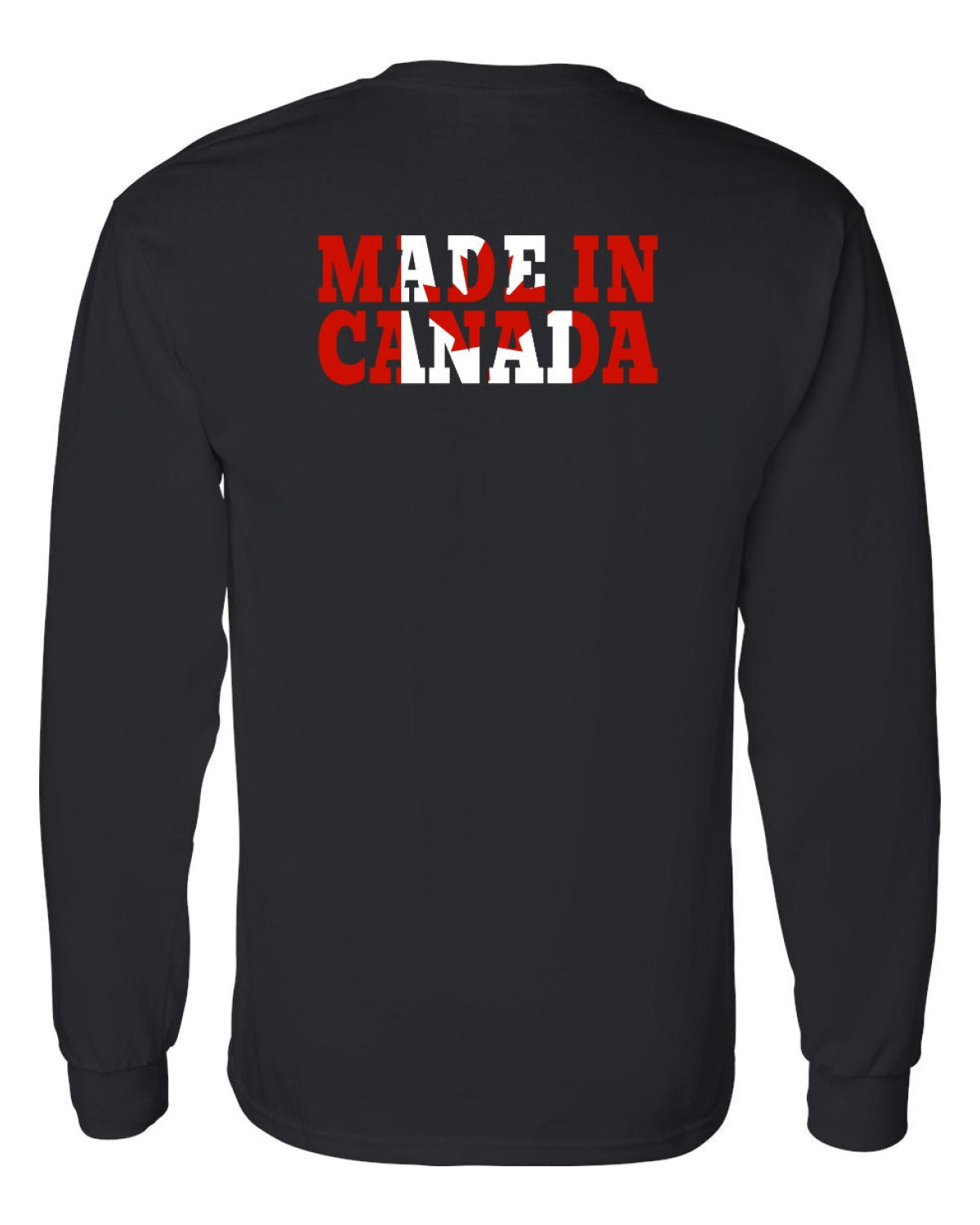 Made in Canada Flag Background Left Chest and Back Long Sleeve - Unisex