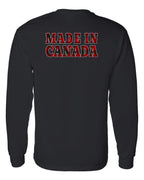 Made in Canada Plaid Background Left Chest and Back Long Sleeve - Unisex