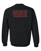 Made in Canada Plaid Background Left Chest and Back Crewneck - Unisex