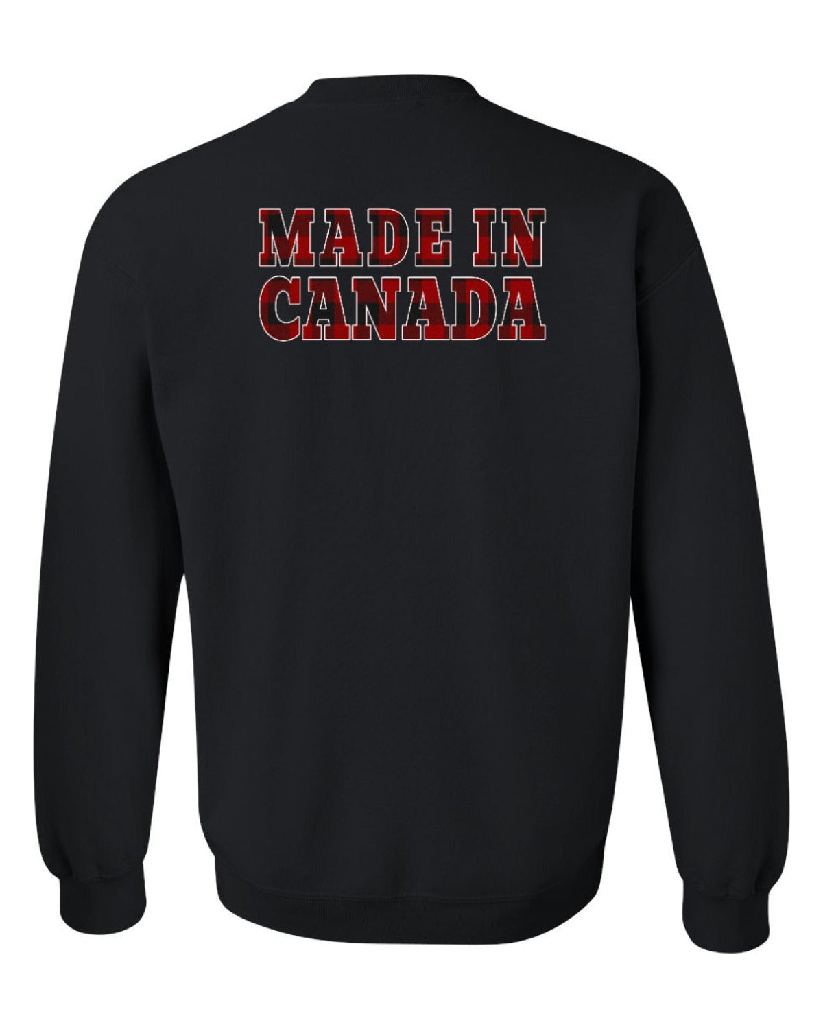 Made in Canada Plaid Background Left Chest and Back Crewneck - Unisex