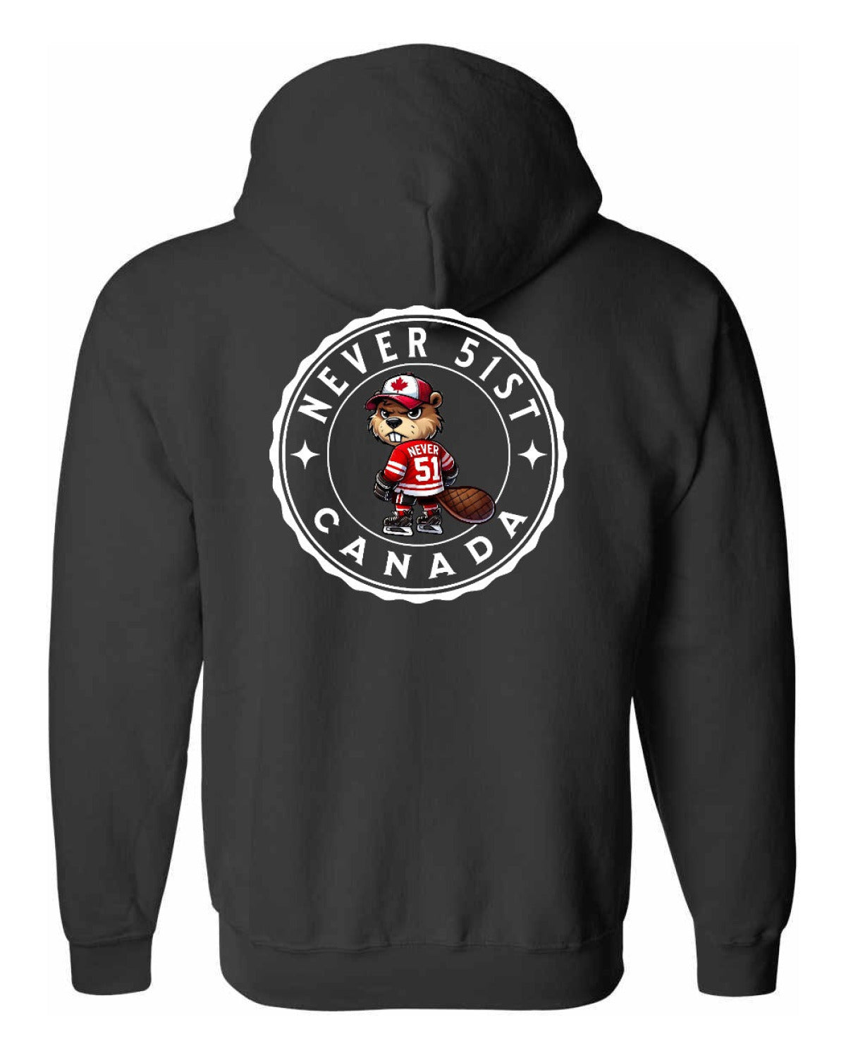 Never 51st Beaver Left Chest and Back Zip Hoodie - Unisex