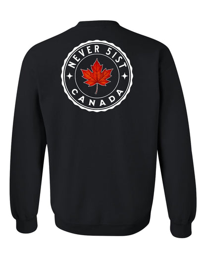 Never 51st Leaf Left Chest and Back Crewneck - Gildan Canada (sewn Internationally)