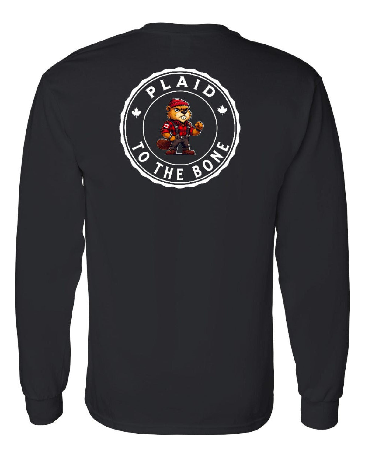 Plaid to the Bone Beaver Left Chest and Back Long Sleeve - Unisex