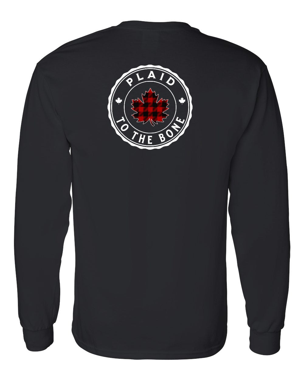 Plaid to the Bone Circle Leaf Left Chest and Back Long Sleeve - Gildan Canada (sewn Internationally)