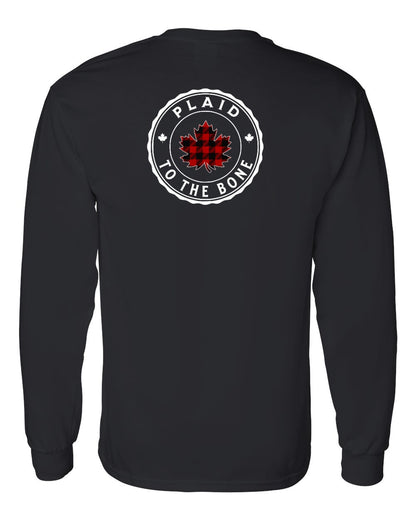 Plaid to the Bone Circle Leaf Left Chest and Back Long Sleeve - Gildan Canada (sewn Internationally)