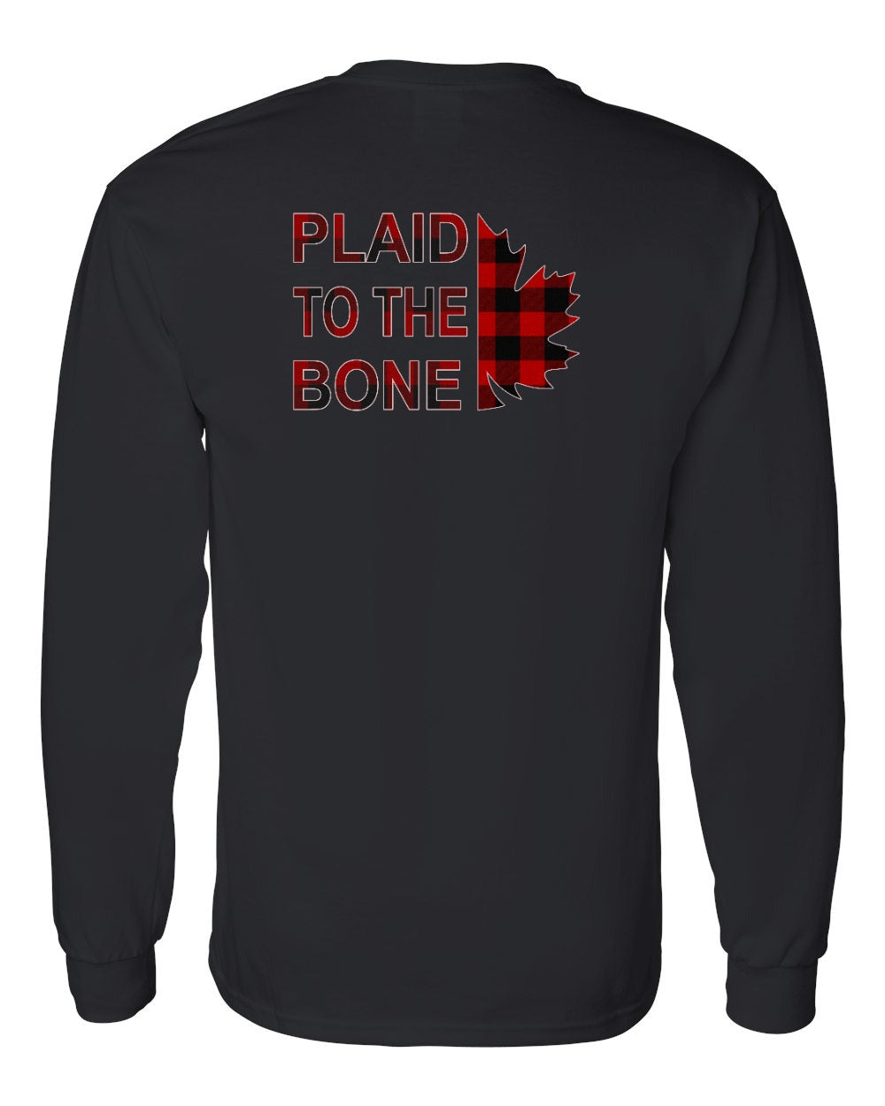 Plaid to the Bone Stacked Leaf Left Chest and Back Long Sleeve - Gildan Canada (sewn Internationally)