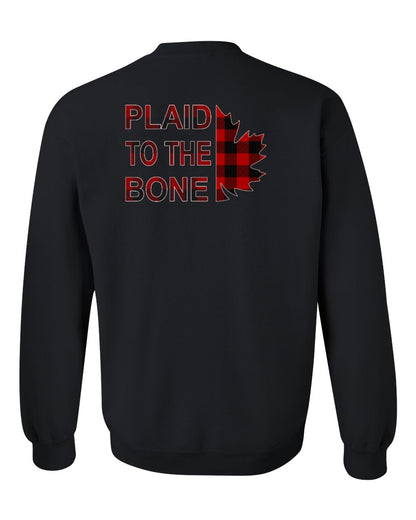 Plaid to the Bone Stacked Leaf Left Chest and Back Crewneck - Gildan Canada (sewn Internationally)