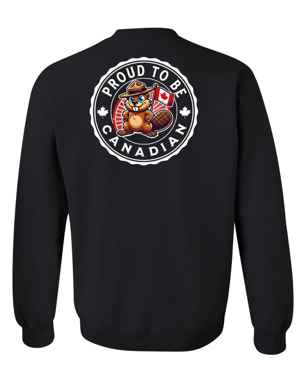 Proud to be Canadian Beaver Left Chest and Back Crewneck - Unisex