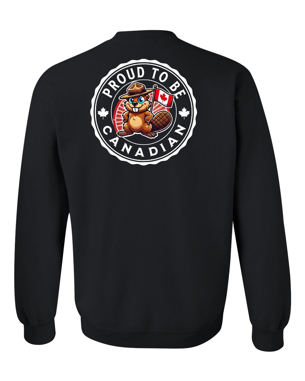 Proud to be Canadian Beaver Left Chest and Back Crewneck - Gildan Canada (sewn Internationally)