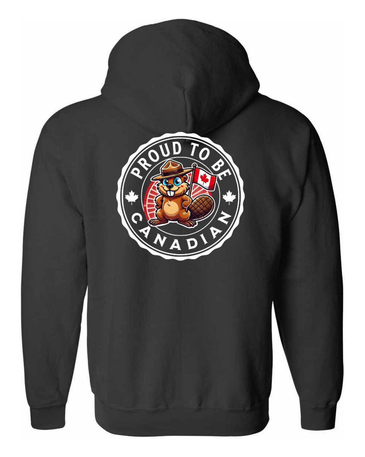 Proud to be Canadian Beaver Left Chest and Back Zip Hoodie - Unisex