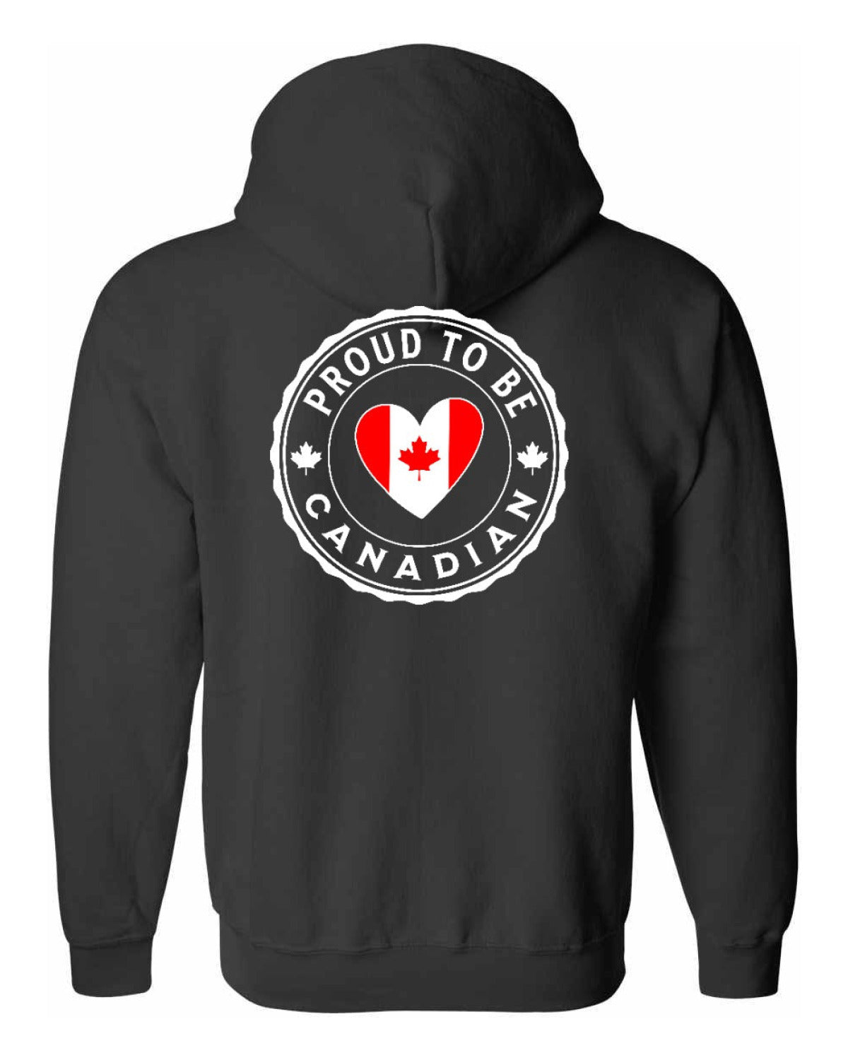 Proud to be Canadian Heart Flag Left Chest and Back Zip Hoodie - Unisex