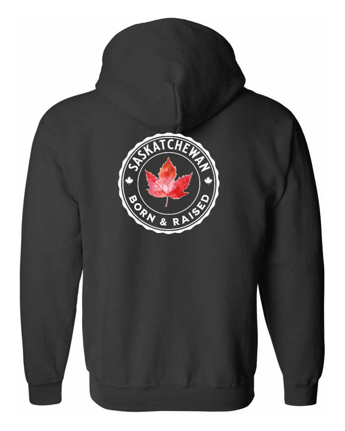 Born and Raised Saskatchewan Left Chest and Back Zip Hoodie - Unisex