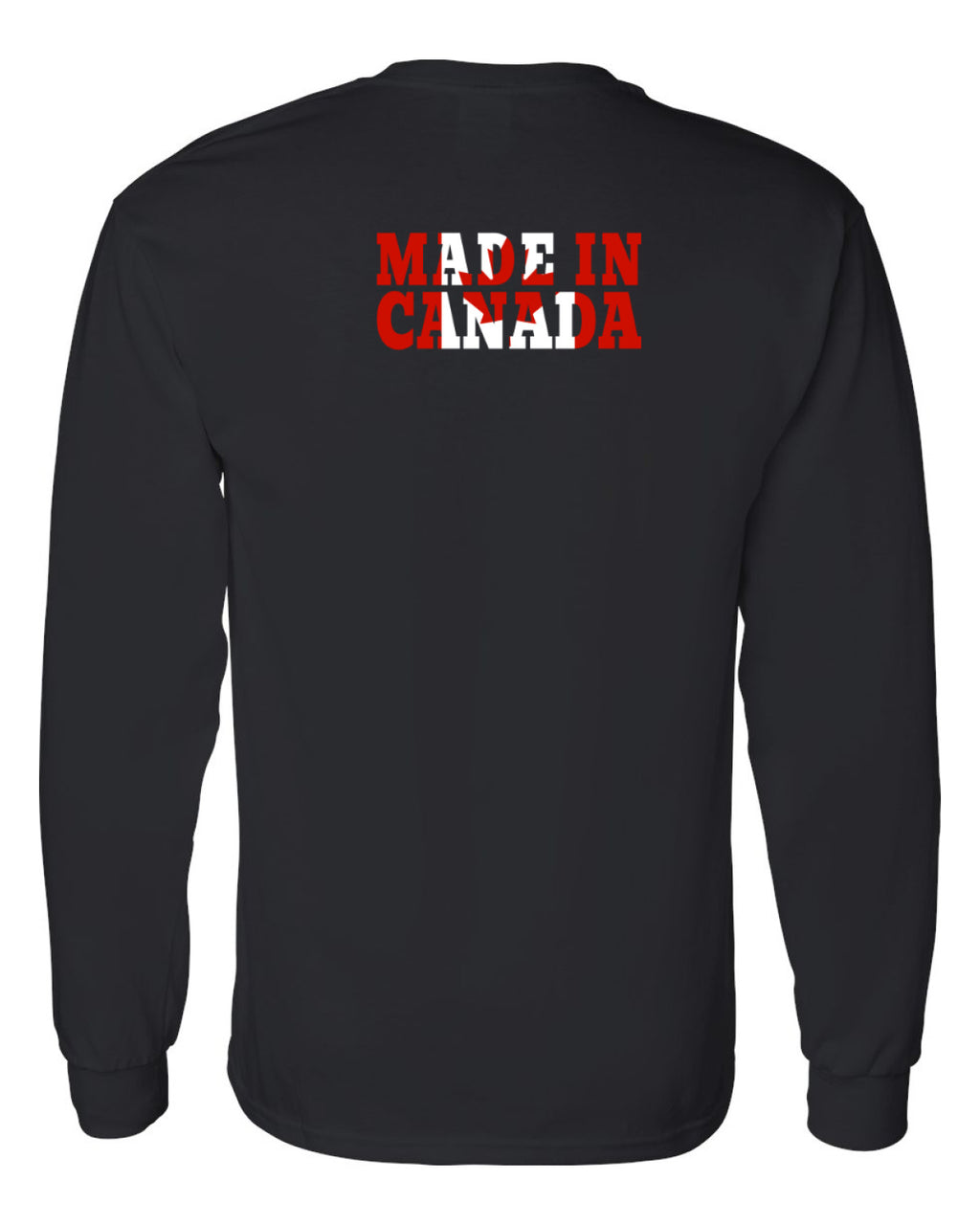 Made In Canada Flag Background Left Chest And Back  Long Sleeve Tee ) - Unisex