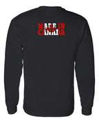 Made In Canada Flag Background Left Chest And Back  Long Sleeve Tee ) - Unisex