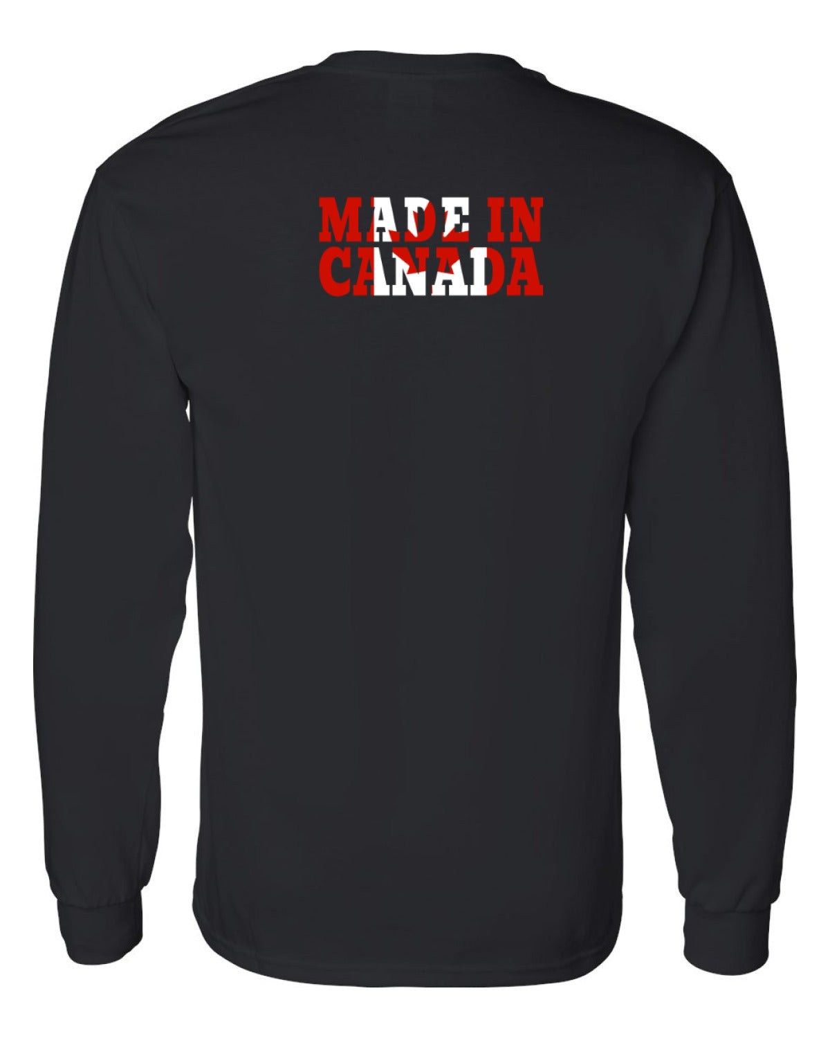 Made In Canada Flag Background Left Chest And Back  Long Sleeve Tee ) - Unisex
