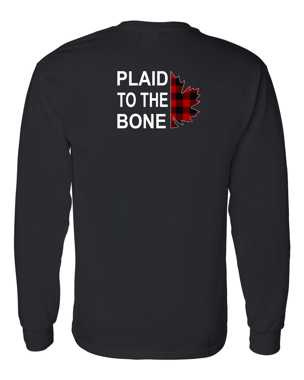 Plaid to the Bone Stacked Leaf Left Chest and Back Long Sleeve