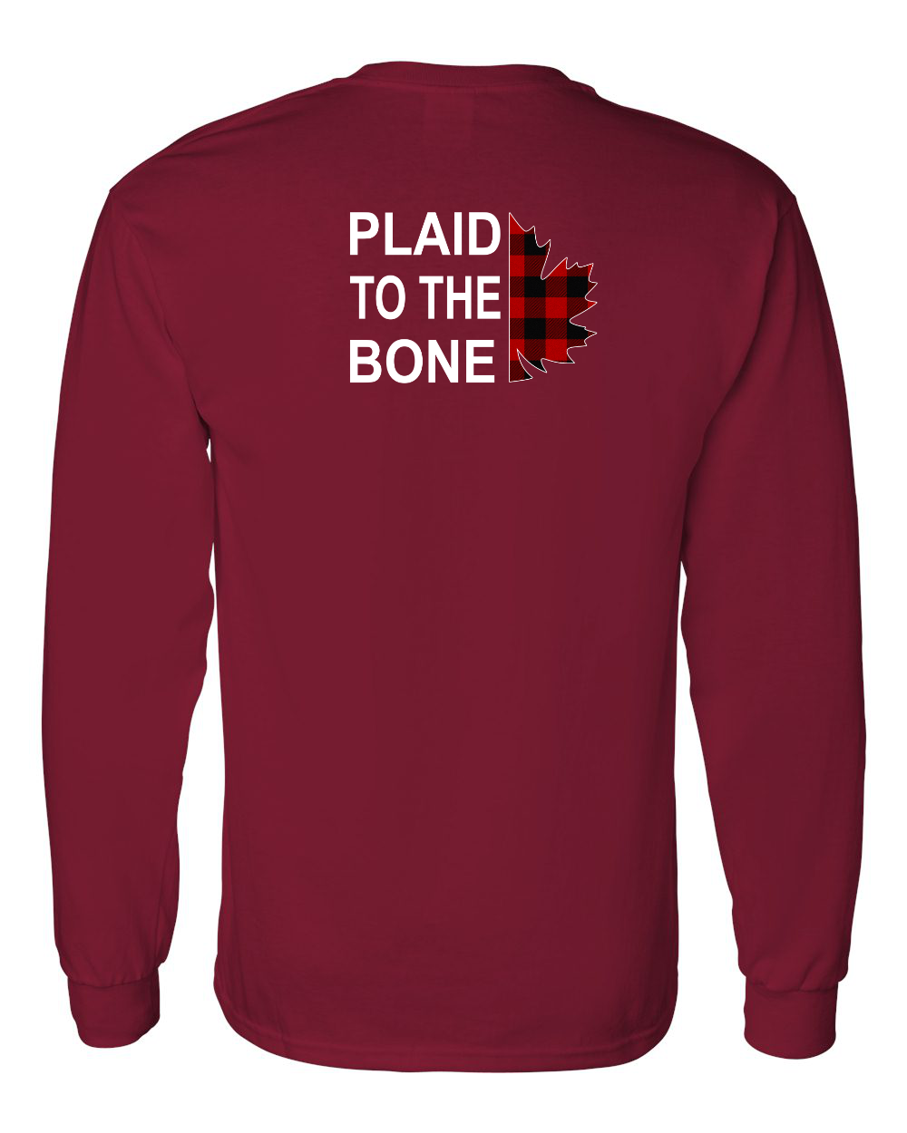 Plaid to the Bone Stacked Leaf Left Chest and Back Long Sleeve