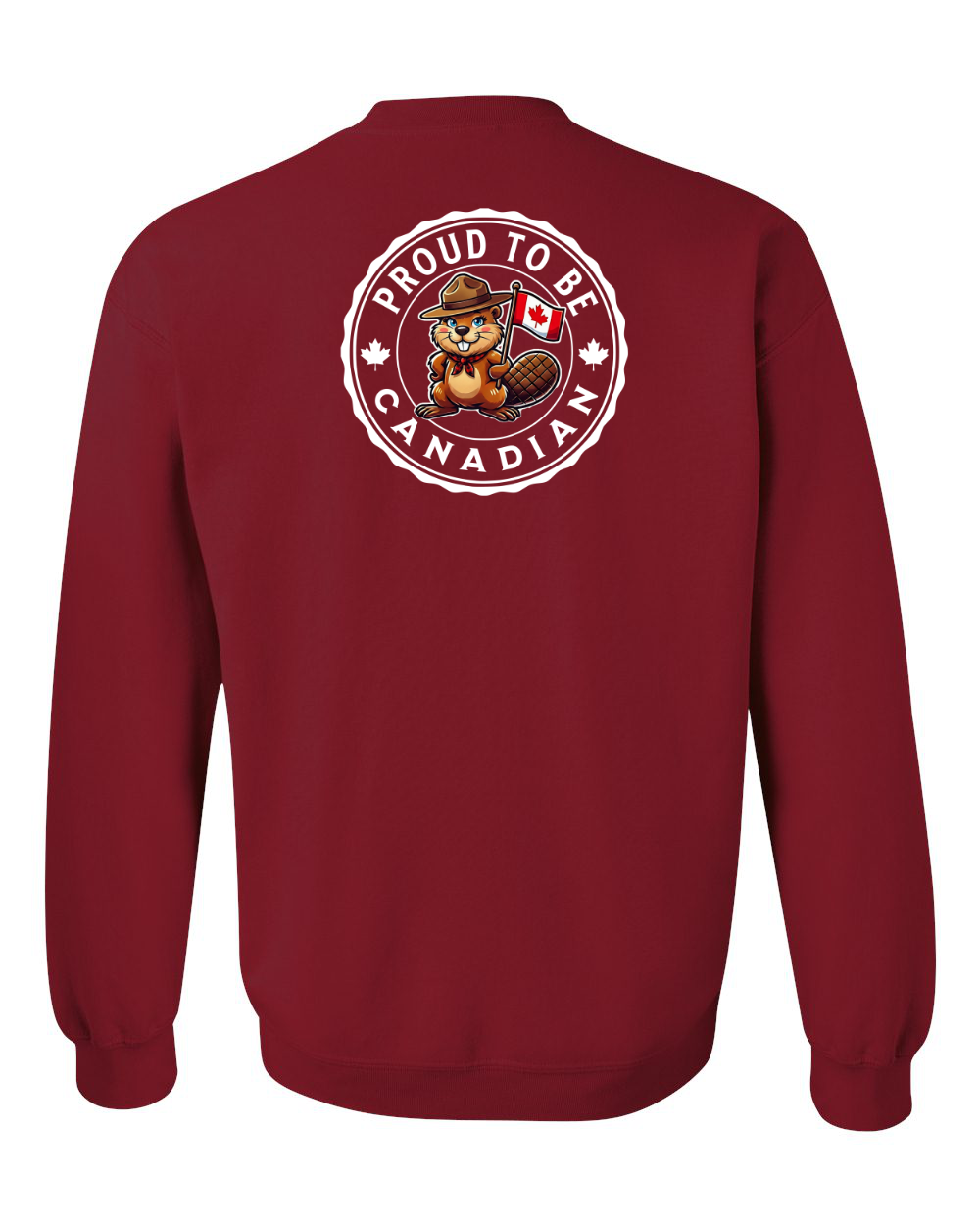 Proud to be Canadian Female Beaver Left Chest And Back Crewneck