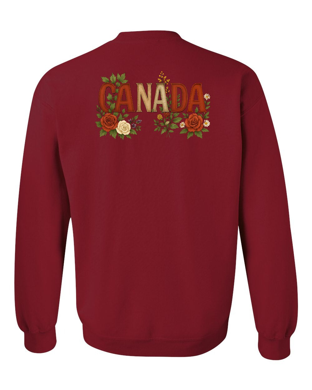 Canada Flowers Left Chest and Back Crewneck - Gildan Canada (sewn Internationally)
