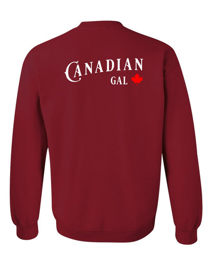 Canadian Gal Left Chest and Back Crewneck - Gildan Canada (sewn Internationally)