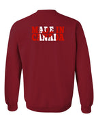 Made in Canada Flag Background Left Chest and Back Crewneck