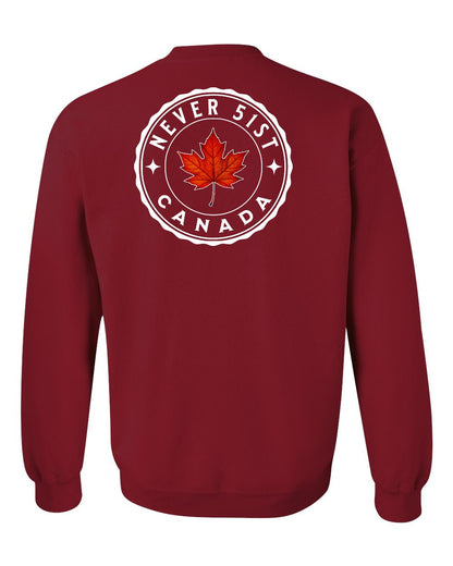 Never 51st Leaf Left Chest and Back Crewneck - Gildan Canada (sewn Internationally)