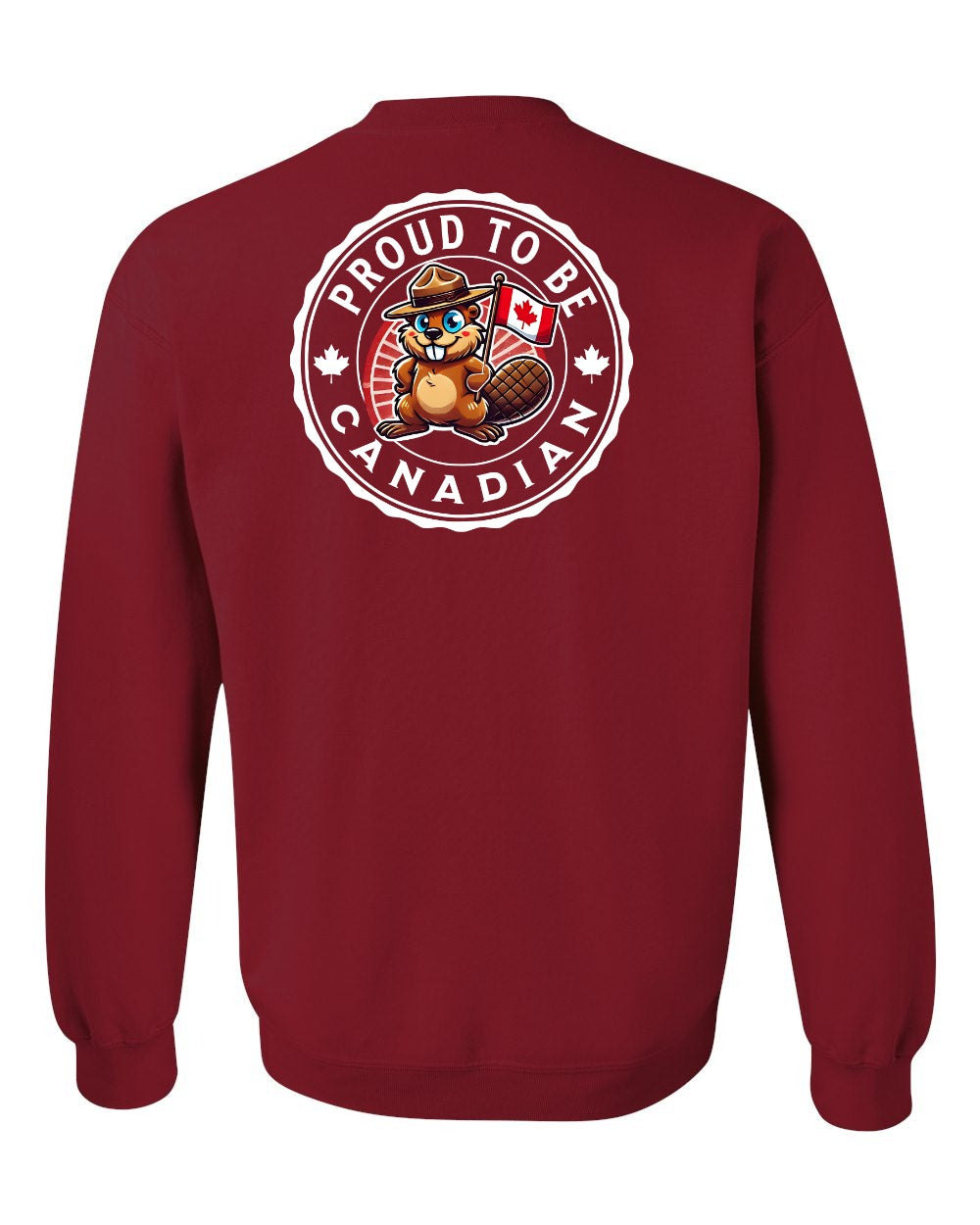 Proud to be Canadian Beaver Left Chest and Back Crewneck - Gildan Canada (sewn Internationally)