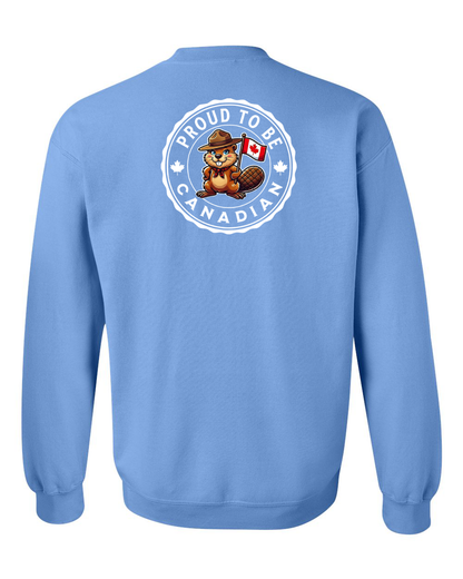Proud to be Canadian Female Beaver Left Chest And Back Crewneck