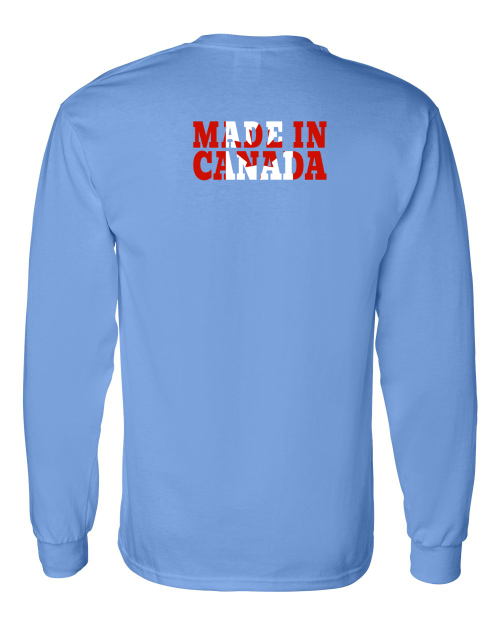 Made In Canada Flag Background Left Chest And Back Long Sleeve Tee - Gildan Canada (sewn Internationally )