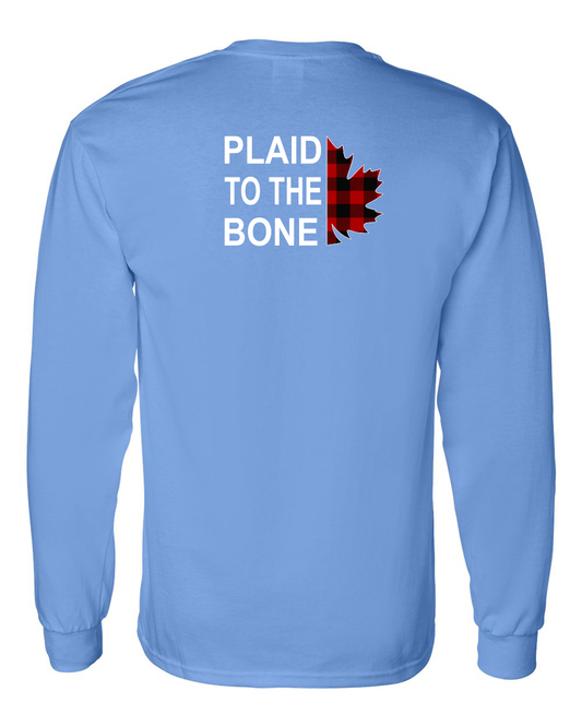 Plaid to the Bone Stacked Leaf Left Chest and Back Long Sleeve
