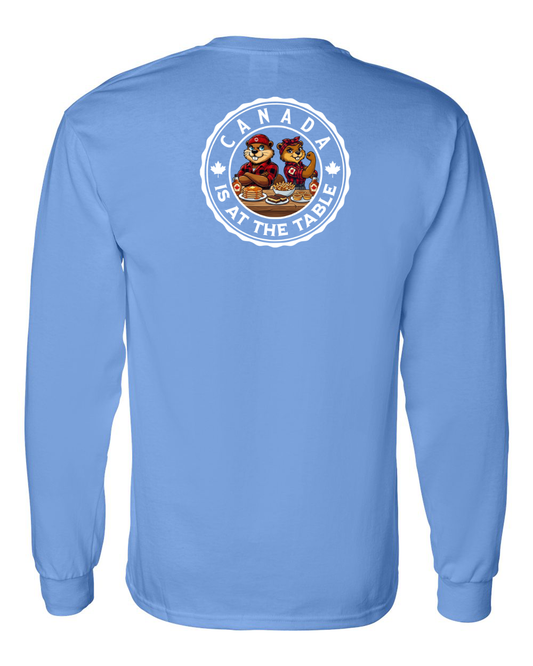 Canada Is At The Table Left Chest And Back Long Sleeve Tee - Gildan Canada (sewn Internationally )
