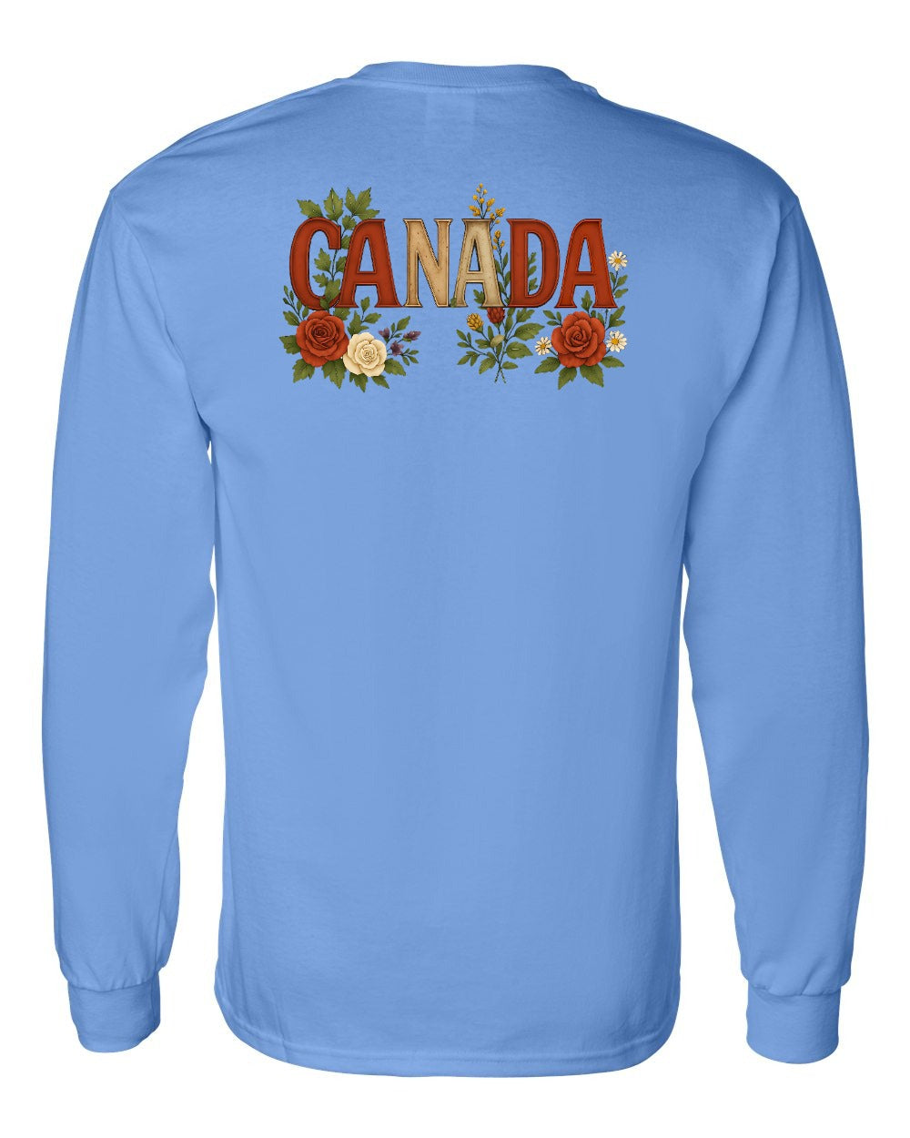 Canada Flowers Left Chest and Back Long Sleeve - Gildan Canada (sewn Internationally)