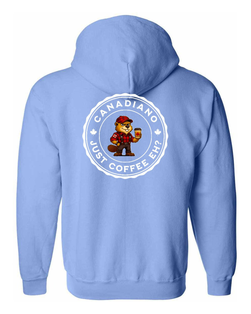 Canadiano just Coffee EH! Male Beaver Left Chest and Back Zip Hoodie - Unisex