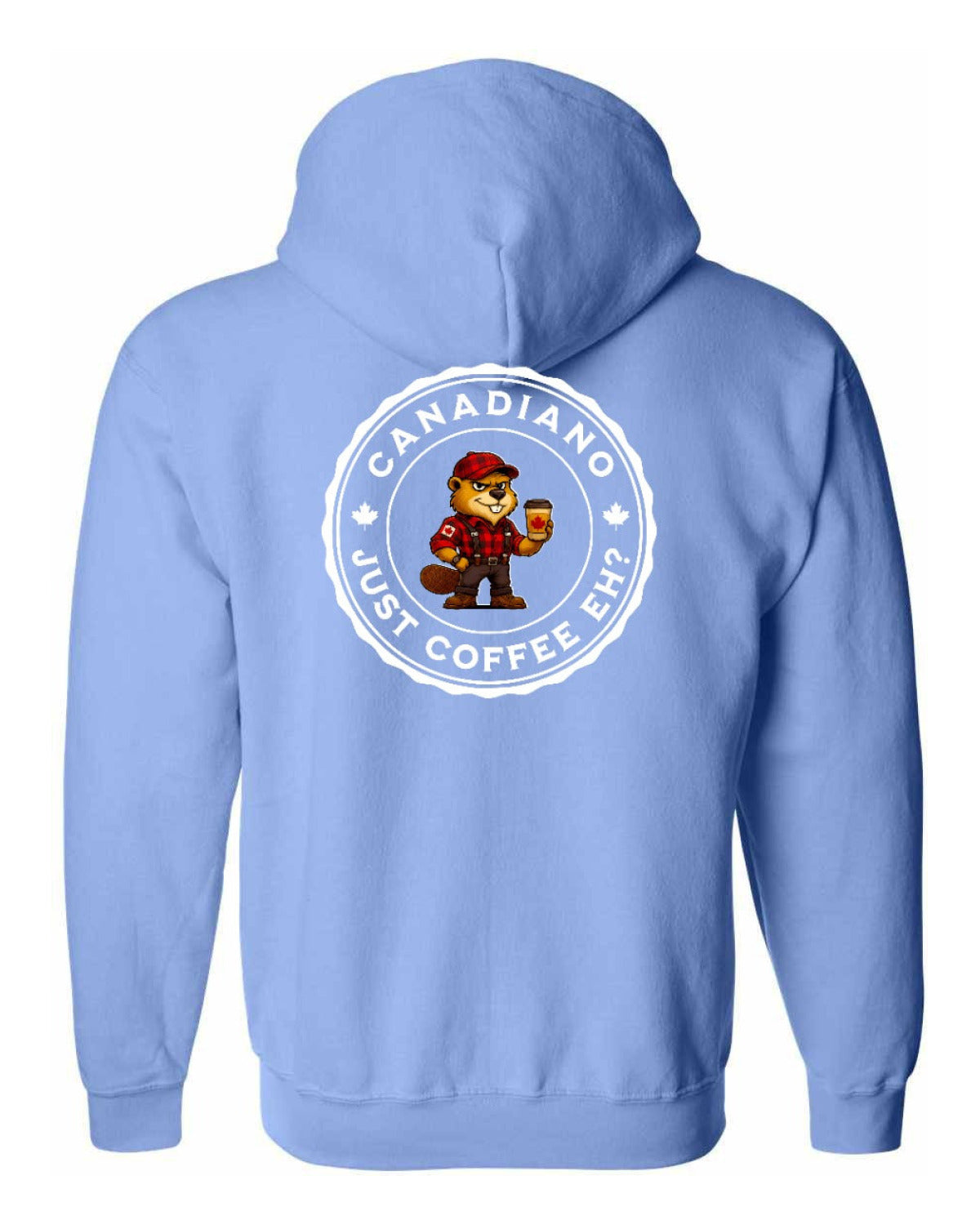 Canadiano just Coffee EH! Male Beaver Left Chest and Back Zip Hoodie - Unisex